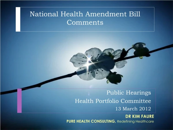 National Health Amendment Bill Comments