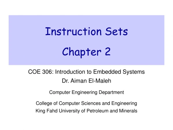 Instruction Sets Chapter 2