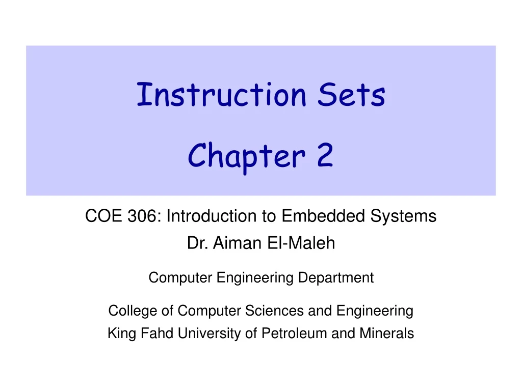 instruction sets chapter 2