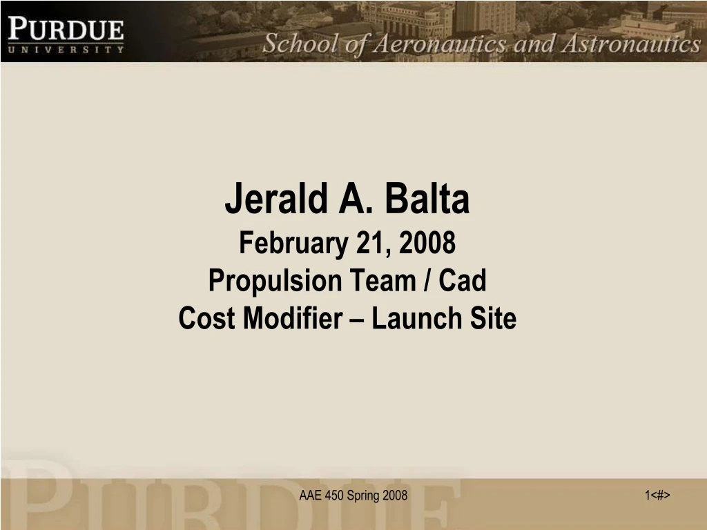 jerald a balta february 21 2008 propulsion team cad cost modifier launch site