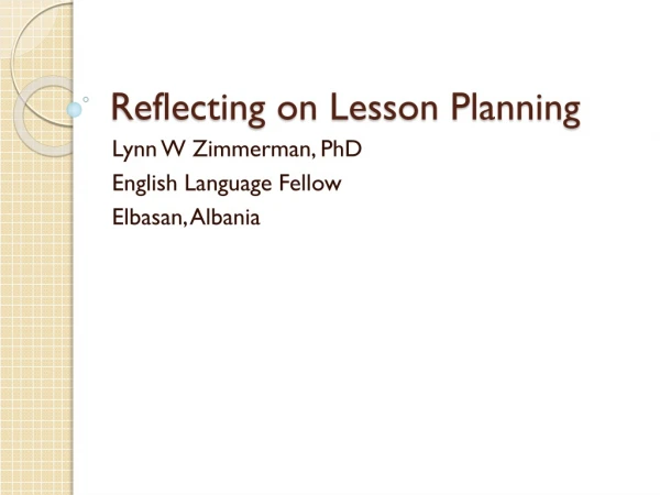 Reflecting on Lesson Planning
