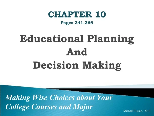 CHAPTER 10 Pages 241-266 Educational Planning And Decision Making