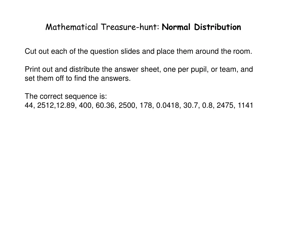 mathematical treasure hunt normal distribution