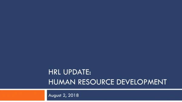HRL Update: Human Resource Development