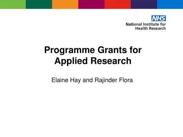 Programme Grants for Applied Research