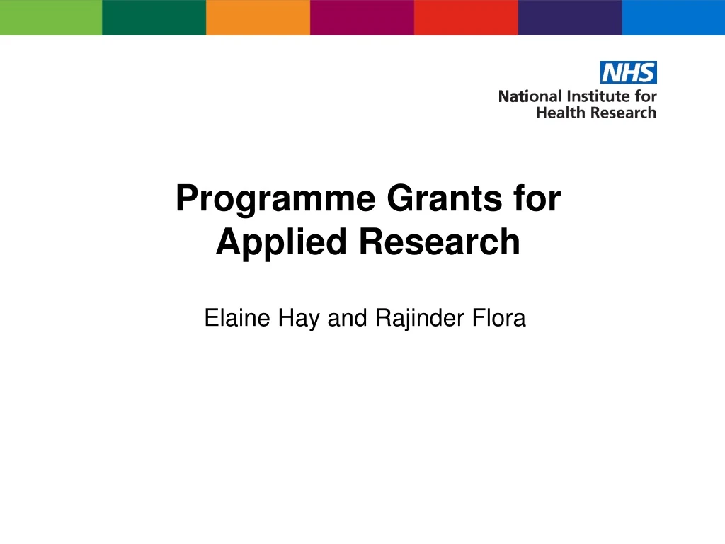 programme grants for applied research