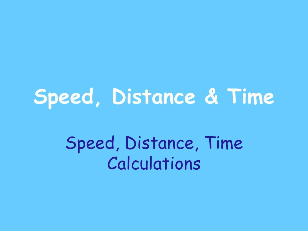 speed distance time