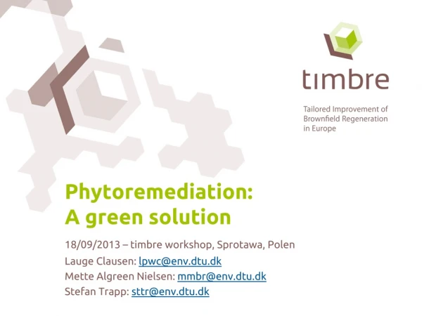 Phytoremediation: A green solution