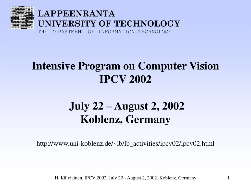 intensive program on computer vision ipcv