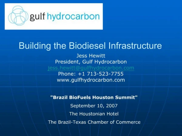 Building the Biodiesel Infrastructure