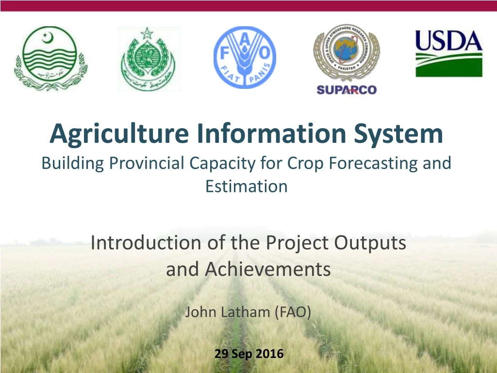agriculture information system building provincial capacity for crop forecasting and estimation