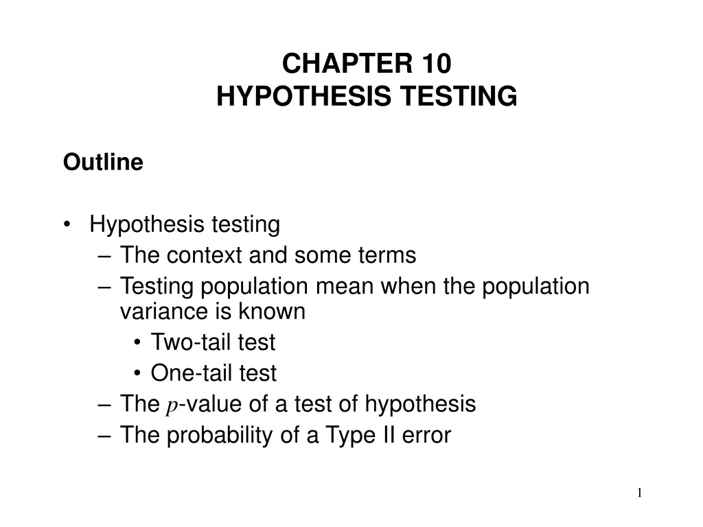 chapter 10 hypothesis testing