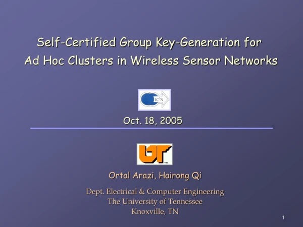 Self-Certified Group Key-Generation for Ad Hoc Clusters in Wireless Sensor Networks