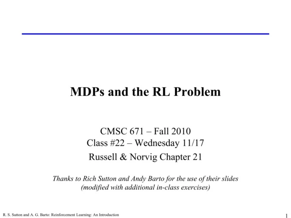 MDPs and the RL Problem