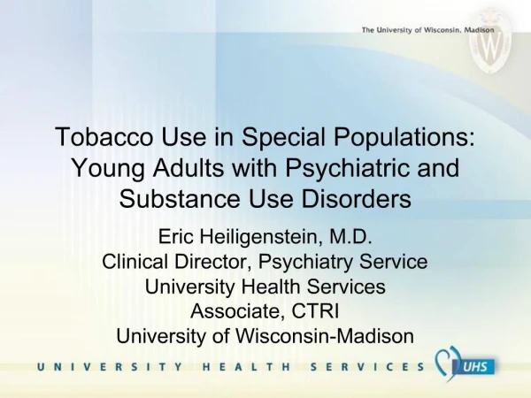Tobacco Use in Special Populations: Young Adults with Psychiatric and Substance Use Disorders