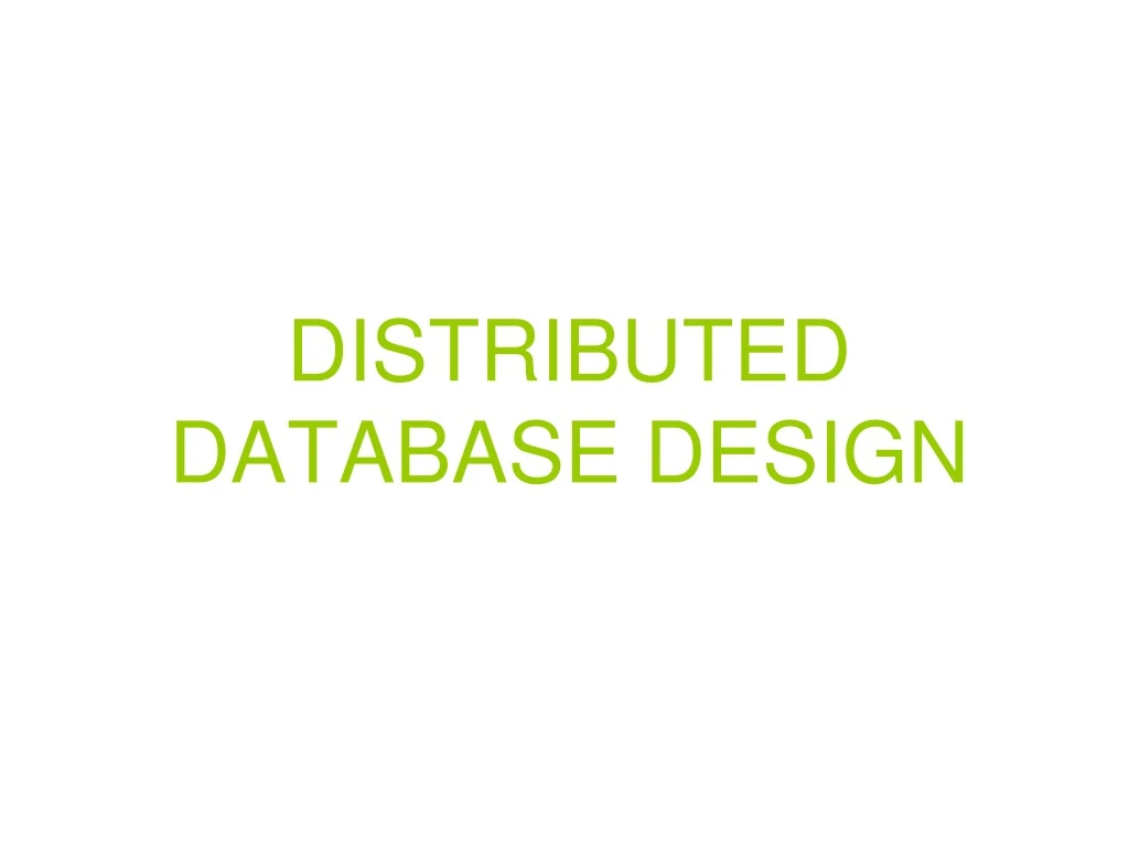distributed database design