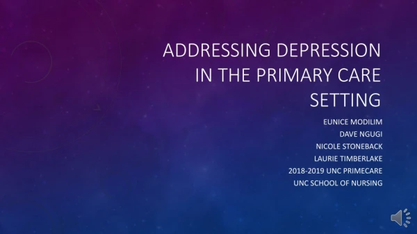 Addressing Depression in the Primary Care Setting