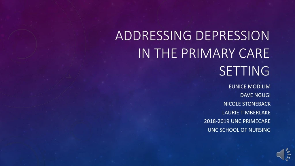 addressing depression in the primary care setting