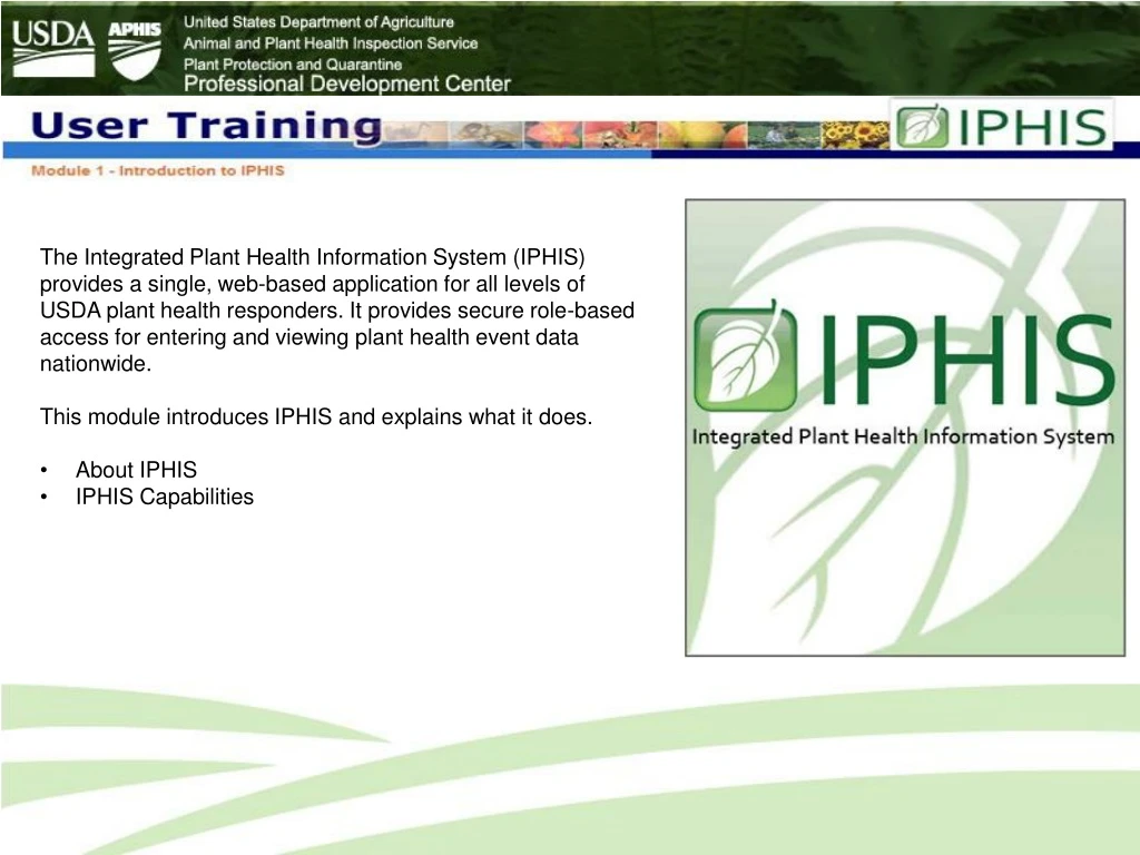 the integrated plant health information system