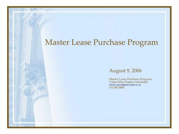 Master Lease Purchase Program
