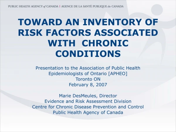 toward an inventory of risk factors associated with chronic conditions