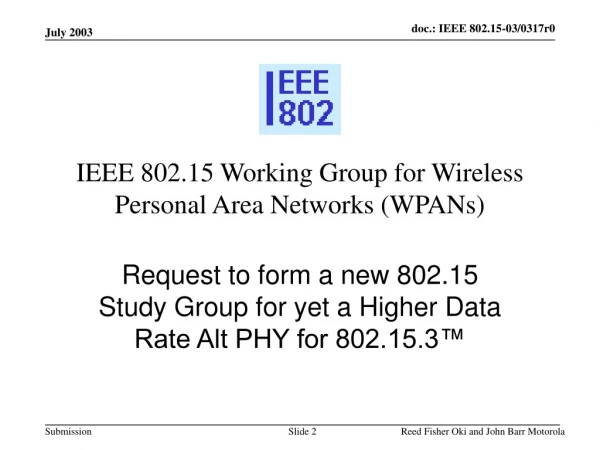 IEEE 802.15 Working Group for Wireless Personal Area Networks (WPANs)