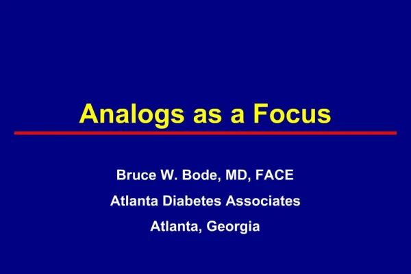 Analogs as a Focus