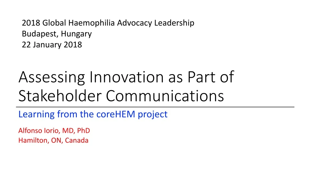 assessing innovation as part of stakeholder communications