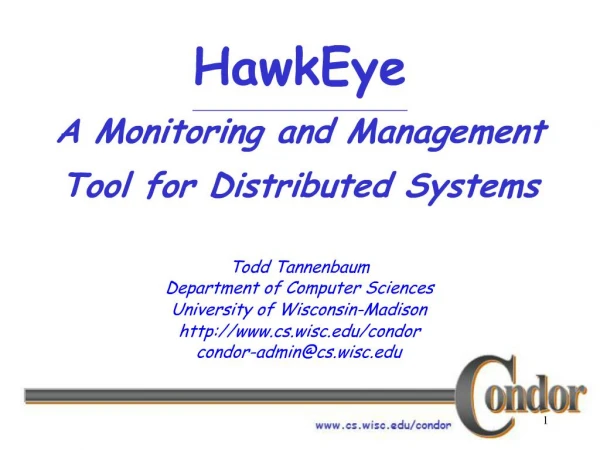 HawkEye A Monitoring and Management Tool for Distributed Systems