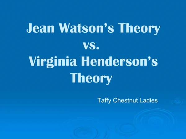 Jean Watson s Theory vs. Virginia Henderson s Theory