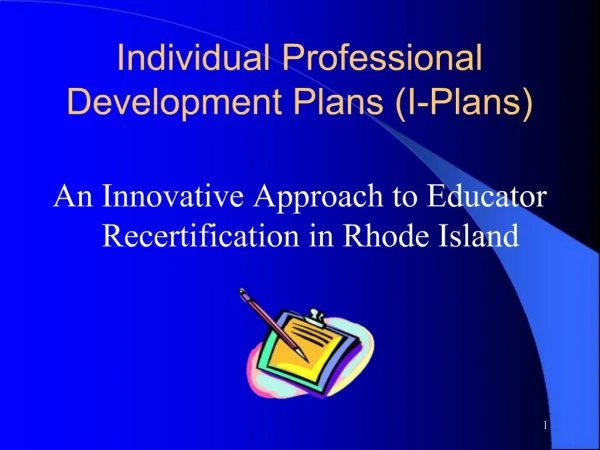 Individual Professional Development Plans I-Plans