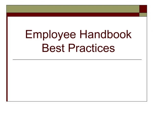 Employee Handbook Best Practices