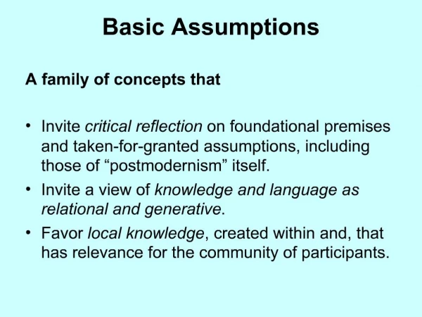Basic Assumptions