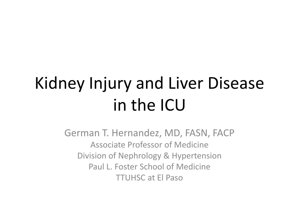 kidney injury and liver disease in the icu