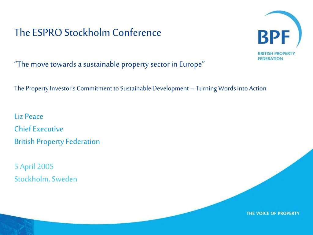 the espro stockholm conference the move towards