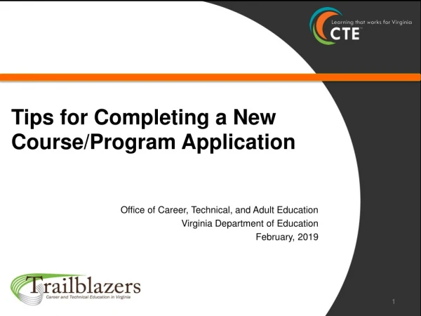 Tips for Completing a New Course/Program Application