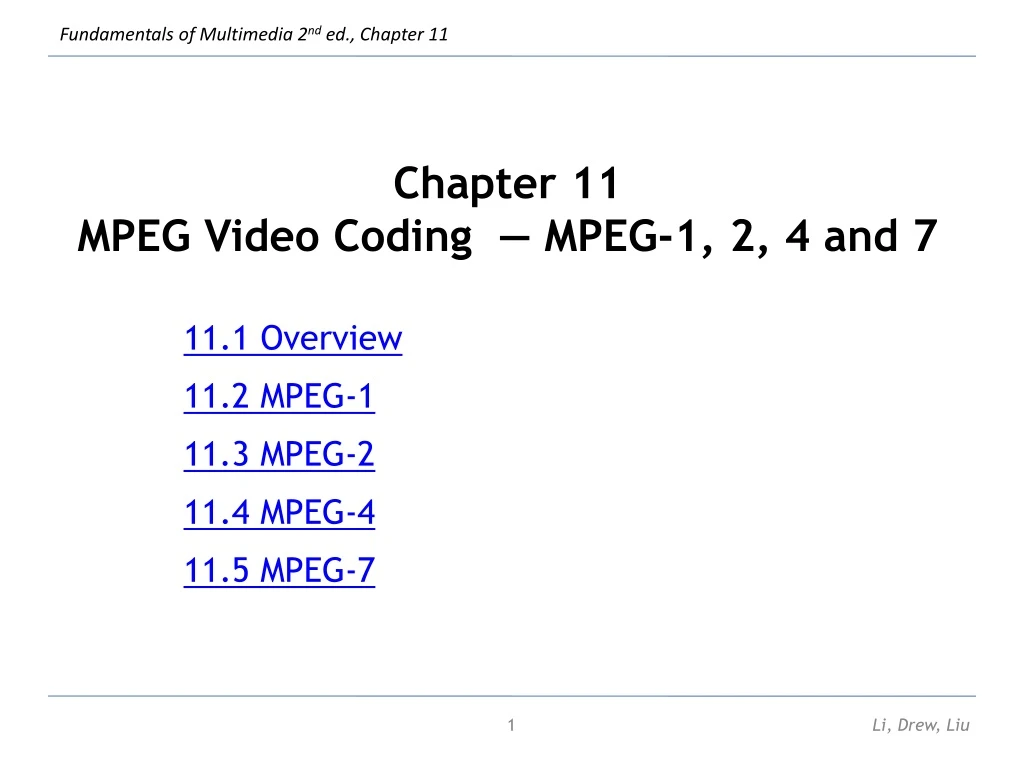 chapter 11 mpeg video coding mpeg 1 2 4 and 7