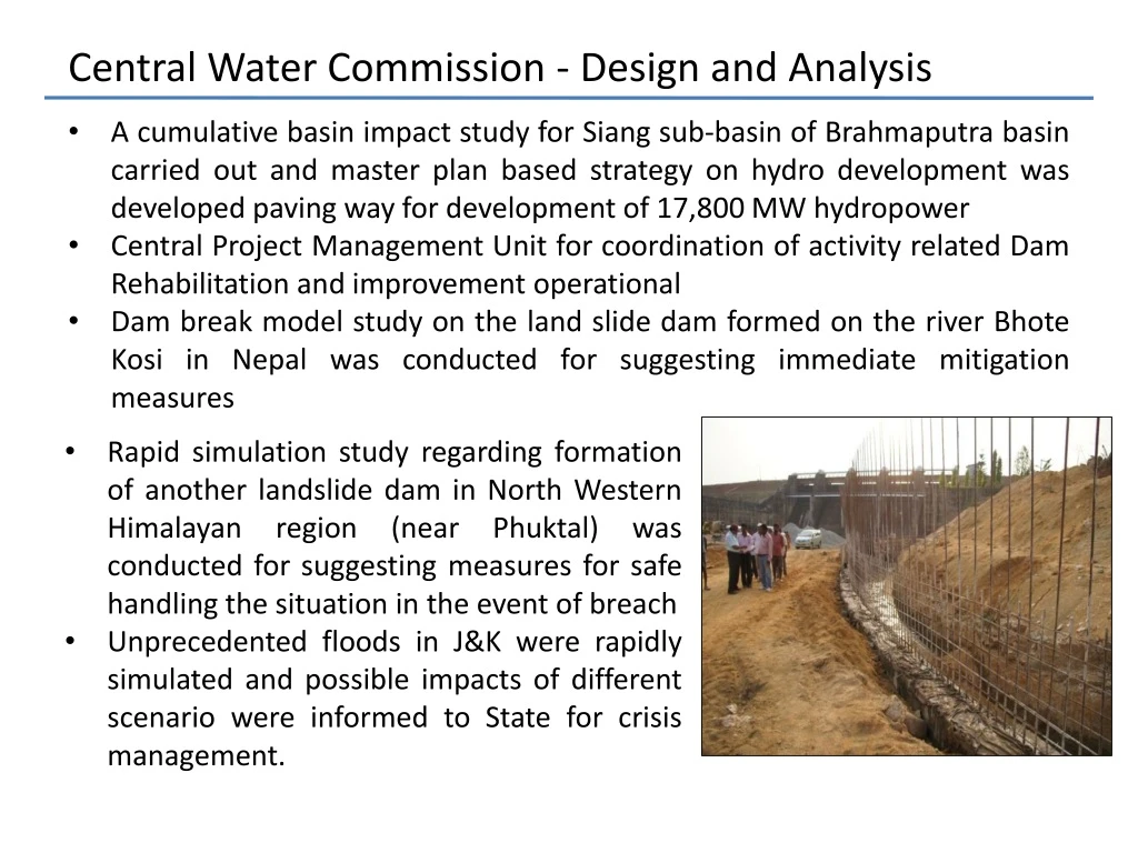 central water commission design and analysis