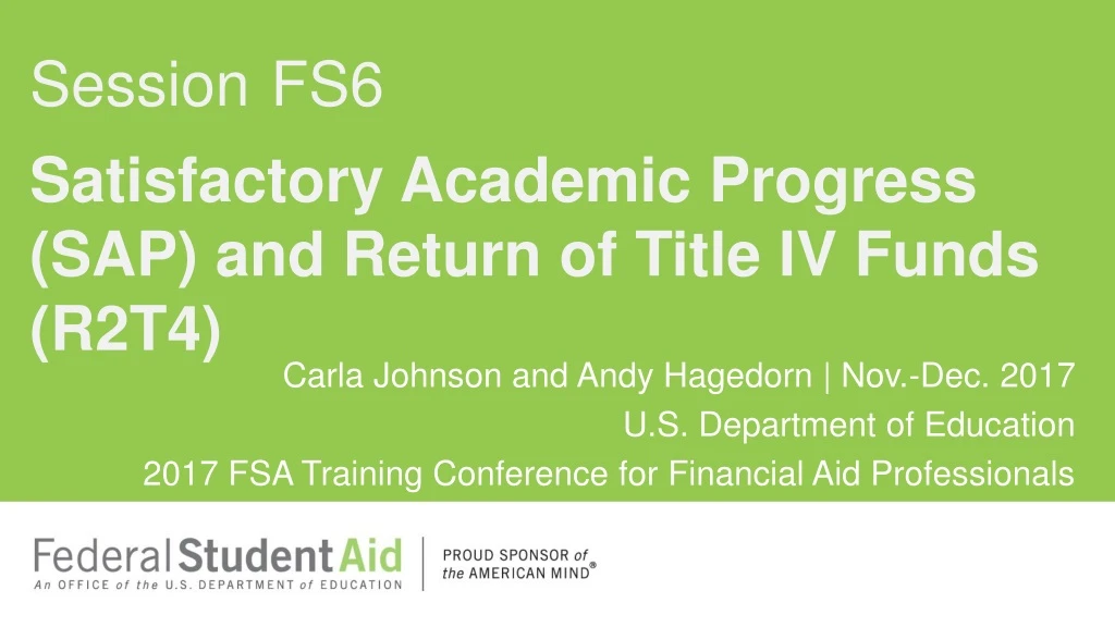satisfactory academic progress sap and return of title iv funds r2t4