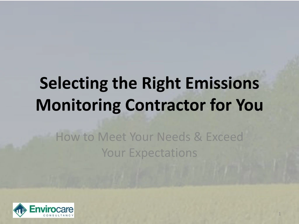 selecting the right emissions monitoring contractor for you