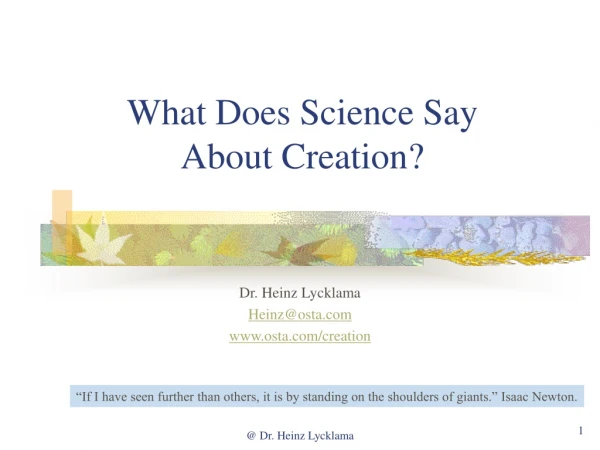 What Does Science Say About Creation?