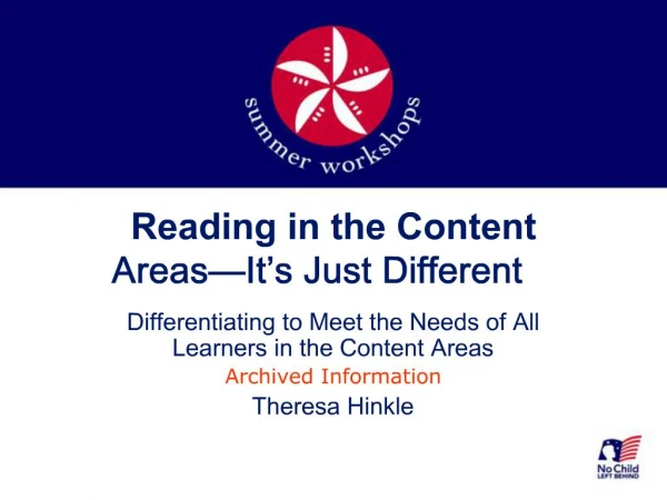 Reading in the Content Areas It s Just Different
