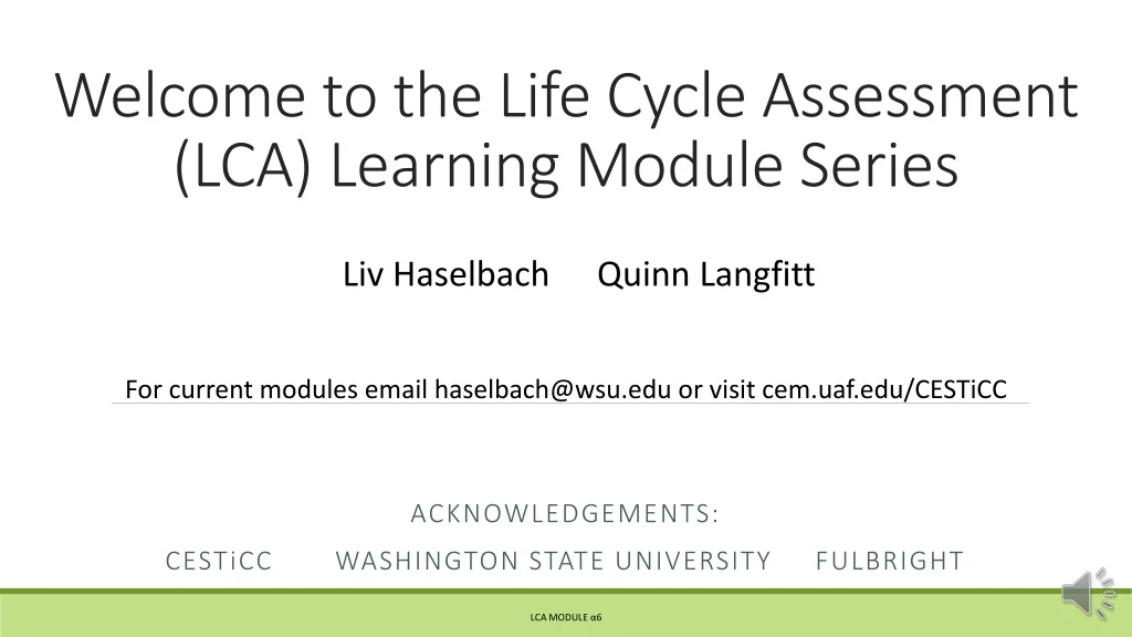 welcome to the life cycle assessment lca learning module series