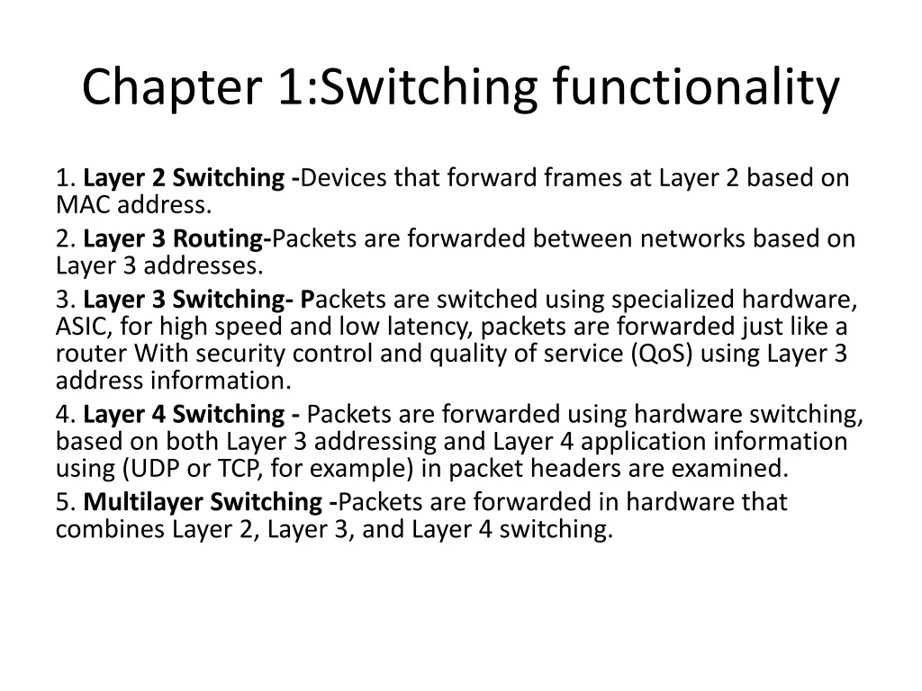 chapter 1 switching functionality