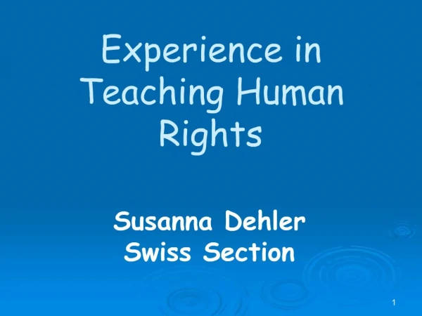 Experience in Teaching Human Rights