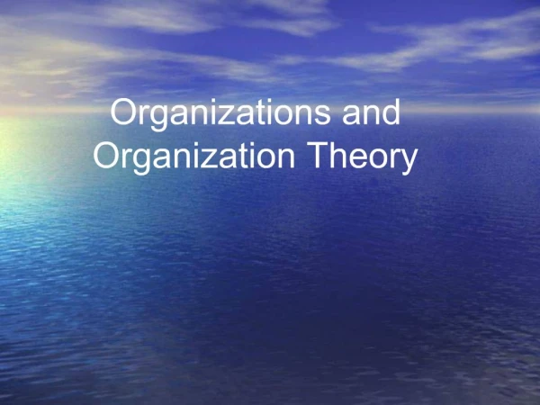 Organizations and Organization Theory