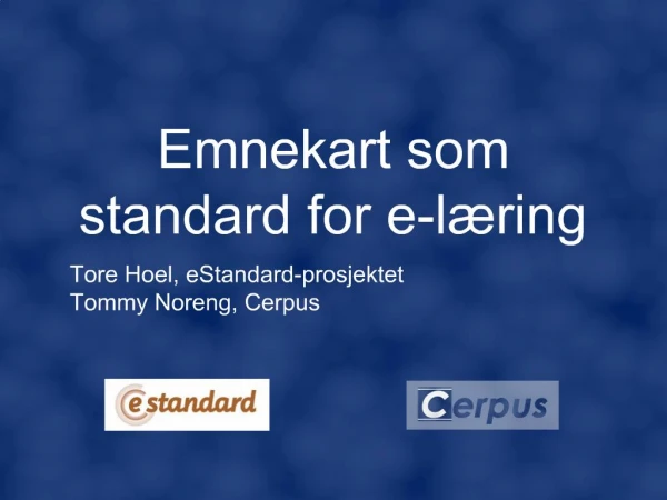 Emnekart som standard for e-l ring