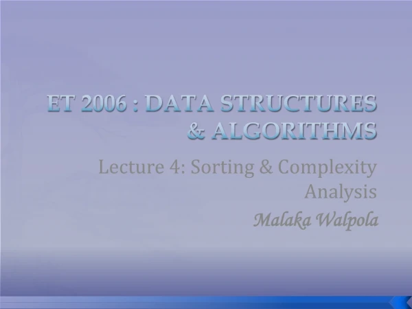 ET 2006 : Data Structures &amp; Algorithms