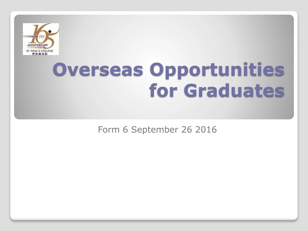 overseas opportunities for graduates