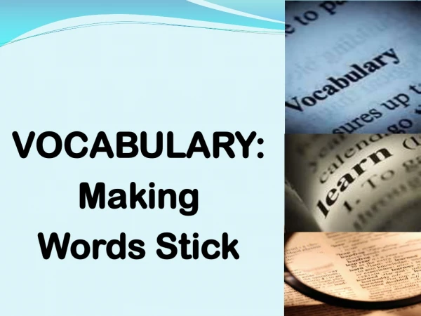 VOCABULARY: Making Words Stick